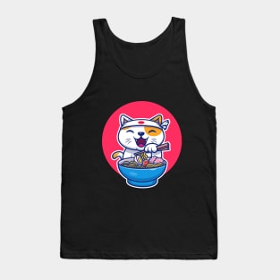 Cute cat eating ramen Tank Top